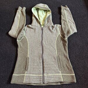 Kuhl Chianti Sweater Women M Green Knit Wool Blend Fleece Hooded Full Zip